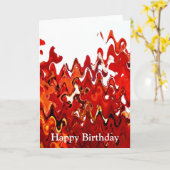 CARTE FEUILLES ROUGES VIBRANTES ABSTRAITES (Fleur jaune)