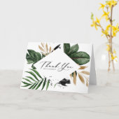 Carte Feuilles tropicaux Faux Gold Foil Merci (Fleur jaune)