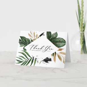 Carte Feuilles tropicaux Faux Gold Foil Merci