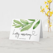 Carte Feuilles verts Bonne 1ère année pour le mari (Fleur jaune)