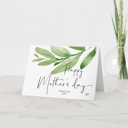 Carte Feuilles verts heureux cadeau de la fête des mères (Devant)