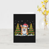 Carte Feux d'arbre de Noël Corgi Chien de Noël Noel (Fleur jaune)
