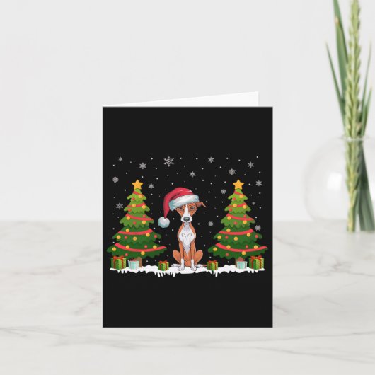 Carte Feux d'arbre de Noël Whippet Chien Santa Hat Noël (Devant)