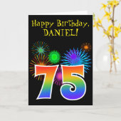 Carte Feux d'artifice d'amusement + Motif "75" (Fleur jaune)