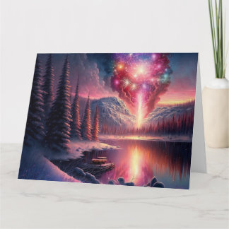 Carte Feux d'artifice du lac d'hiver