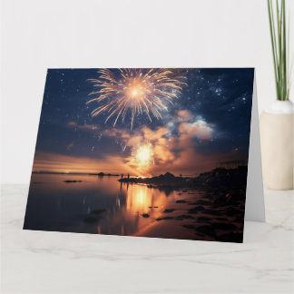 Carte Feux d'artifice incroyables au-dessus de l'eau