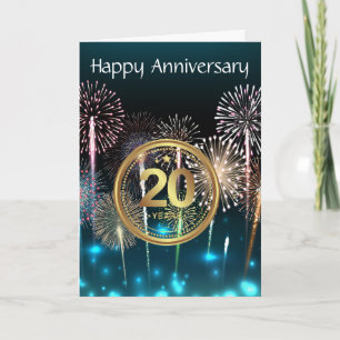 Carte Feux d'artifice Joyeux 20e Anniversaire