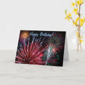 Carte Feux d'artifice, joyeux anniversaire ! (Fleur jaune)