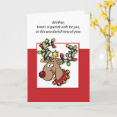 Carte Feux de Noël et rennes (Fleur jaune)