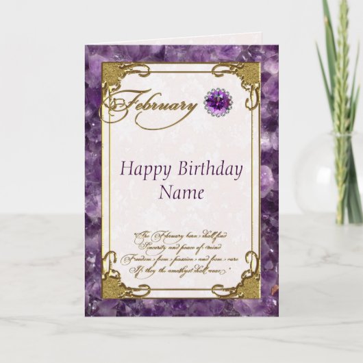 Carte Février Amethyst Birthstone Birthstone Card (Devant)