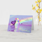 Carte Février Anniversaire Améthyst Coeur (Fleur jaune)