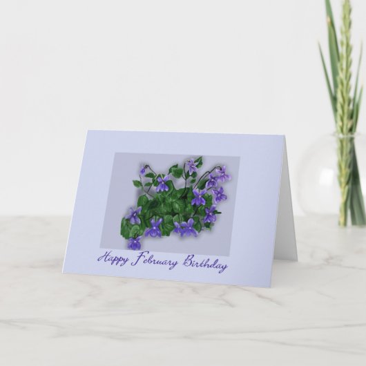 Carte Février Anniversaire Violets sauvages (Devant)