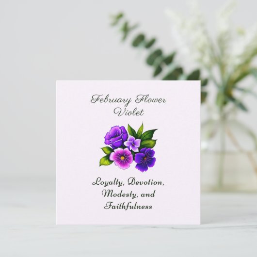 Carte Février Mois de naissance Violet Fleur Delicet Flo (Debout devant)