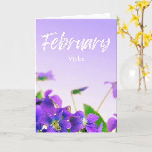 Carte Février Violet violet Naissance Mois Fleur Anniver (Fleur jaune)