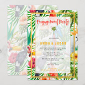 Carte Fiançailles 311 Aquarelle Tropical Parrot (Devant / Derrière)