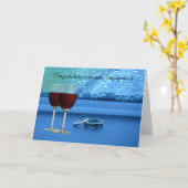 Carte Fiançailles à deux anneaux. (Fleur jaune)