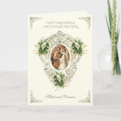 Carte Fiançailles catholiques fleurs de mariage (Devant)
