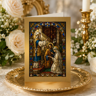 Carte Fiançailles de Marie & Joseph Vitrail de mariage