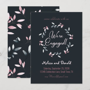 Carte Fiançailles élégantes aquarelle rose marine