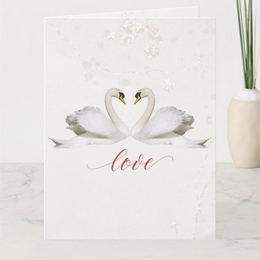 Carte Fiançailles Félicitations Cygnes Mariage élégant C (Devant)