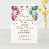 Carte Fiançailles Félicitations Pink Blue (Fleur jaune)