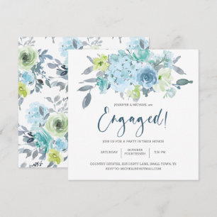 Carte Fiançailles Floral Élégant Jaune Bleu Clair