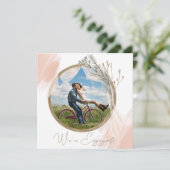 Carte Fiançailles floral moderne Boho rose élégant (Debout devant)