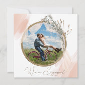 Carte Fiançailles floral moderne Boho rose élégant (Devant)