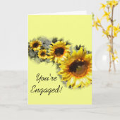 Carte Fiançailles Mariage Rangée de Tournesols (Fleur jaune)