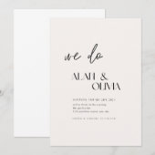 Carte Fiançailles minimaliste étonnante "We Do" (Devant / Derrière)