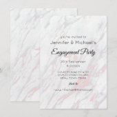 Carte Fiançailles moderne en marbre rose et gris (Devant / Derrière)