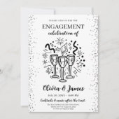 Carte fiançailles moderne en noir et blanc (Devant)