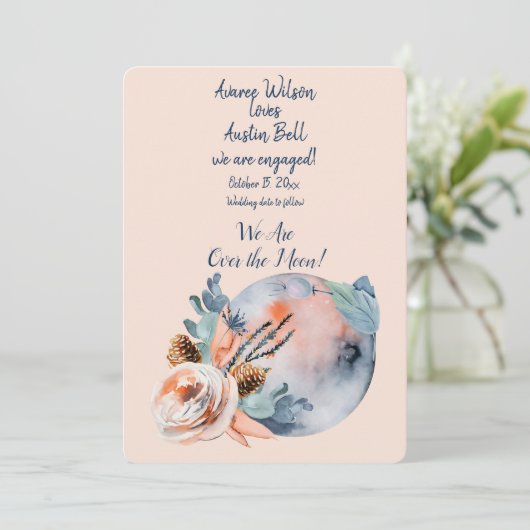 Carte Fiançailles sur la lune (Debout devant)