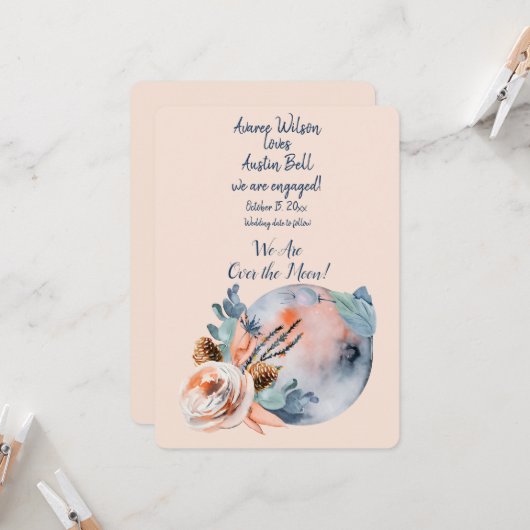 Carte Fiançailles sur la lune (Devant/Arrière en situation)