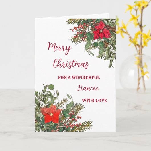 Carte Fiancée Rustique aquarelle Joyeux Noël (Fleur jaune)