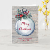 Carte Fiancée Rustique Bois Joyeux Noël (Fleur jaune)