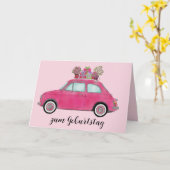 Carte Fiat 500 rétro allemande Anniversaire (Fleur jaune)