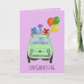 Carte Fiat 500 rétro allemande Anniversaire (Devant)