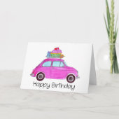 Carte Fiat 500 rose Retro (Devant)
