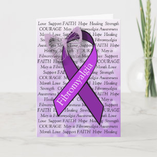 Carte Fibromyalgie Support Purple Butterfly Ribbon Card