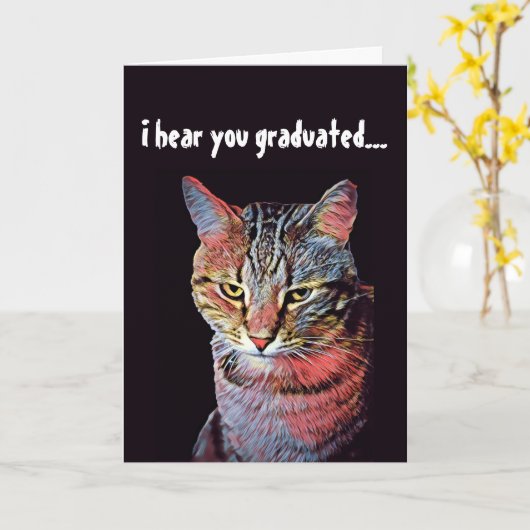 Carte Fiche de diplôme de chat amusant (Fleur jaune)