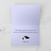Carte Fiche de diplôme de Lavender Damask & Mortarboard (Intérieur)
