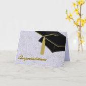 Carte Fiche de diplôme de Lavender Damask & Mortarboard (Fleur jaune)