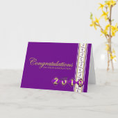 Carte Fiche de félicitations pour la graduation en viole (Fleur jaune)