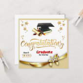 Carte Fiche de félicitations pour l'obtention du diplôme (Devant/Arrière en situation)