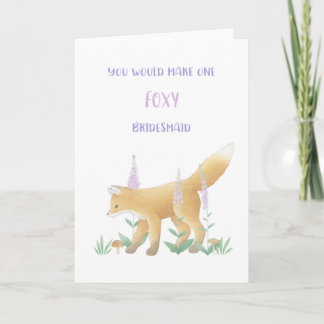 Carte Fiche de proposition de Bridesmaid Fox