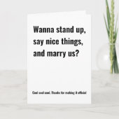 Carte Fiche de proposition d'Officier Mariage amusant Hi (Devant)