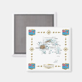Carte Fidji + Magnet des drapeaux (Recto/Verso)