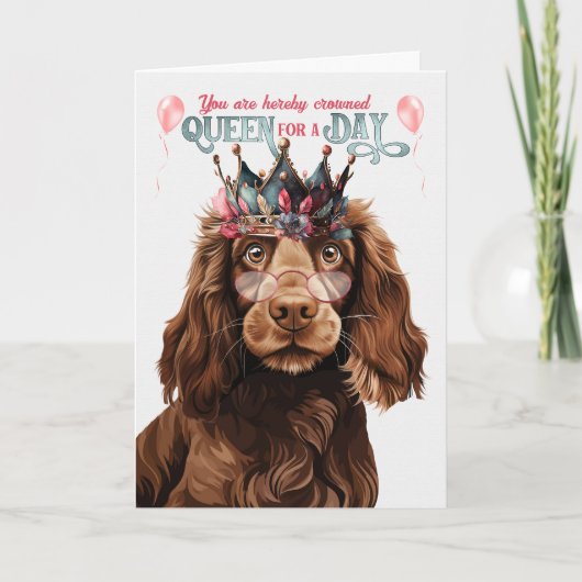 Carte Field Spaniel Chien Queen Funny Anniversaire (Devant)
