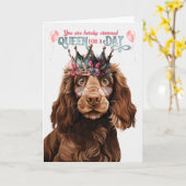 Carte Field Spaniel Chien Queen Funny Anniversaire (Fleur jaune)